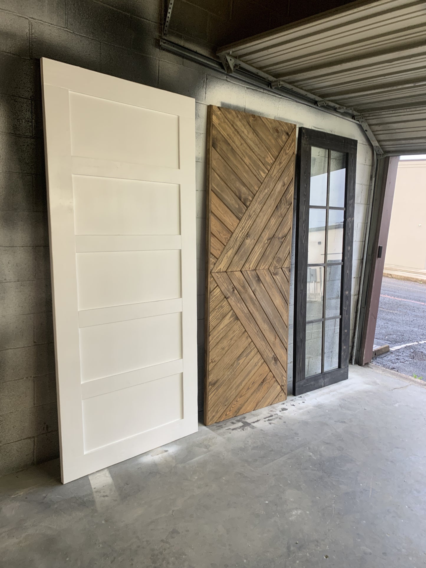 Flat Panel and Chevron Design Doors