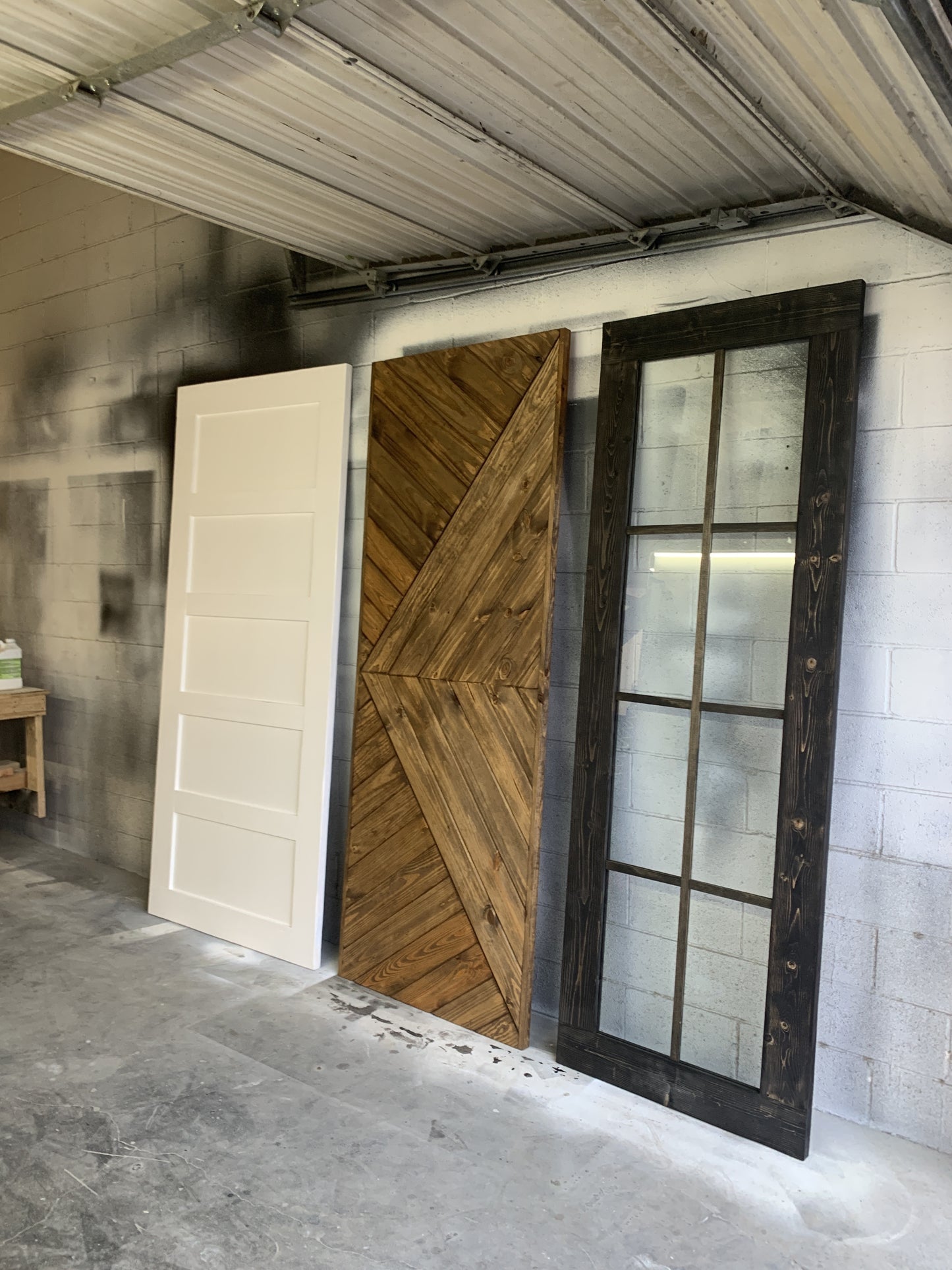 Rustic Farmhouse Barn Door Set with Glass Panel