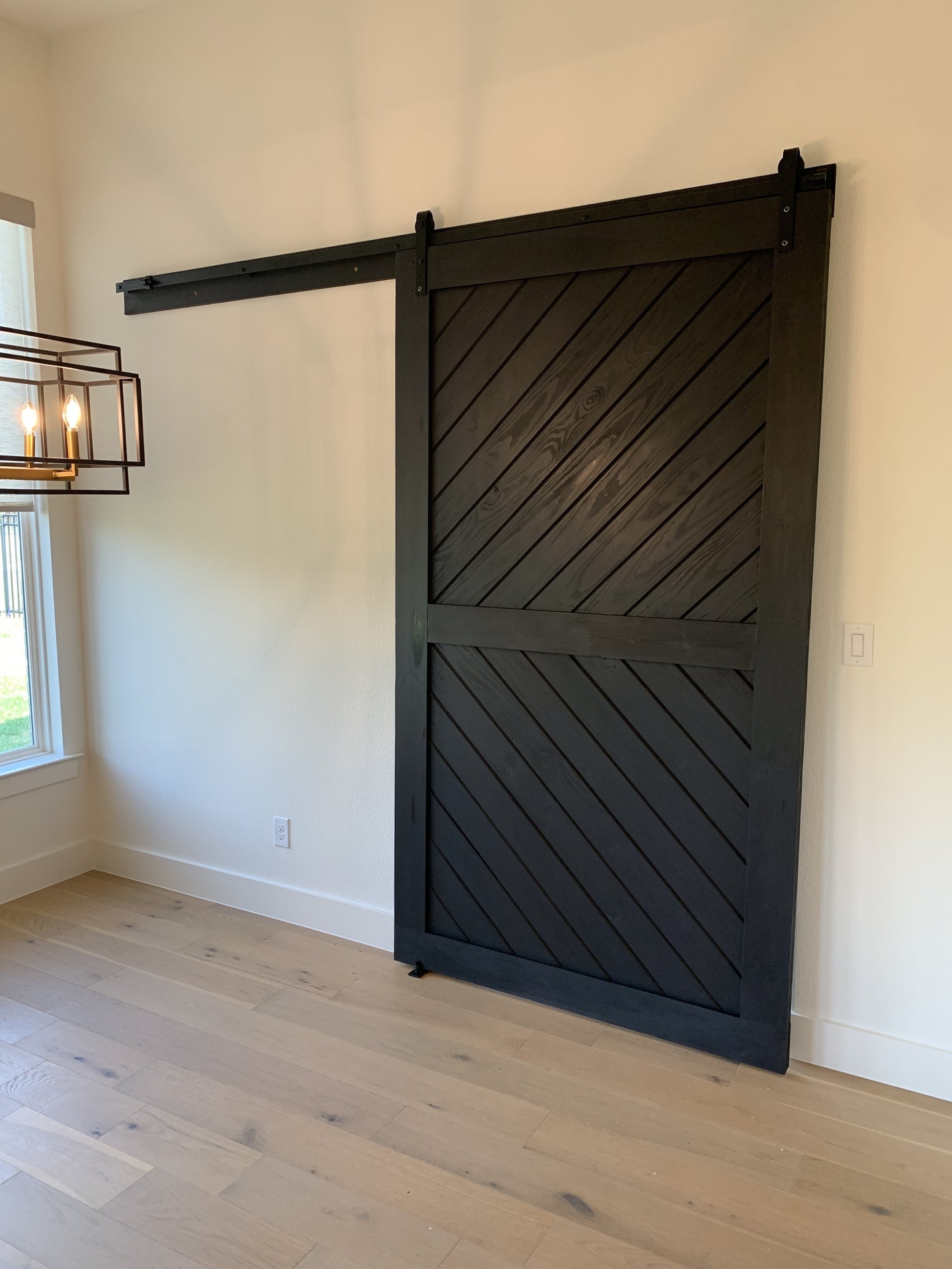 Chevron Barn Door with Black Finish
