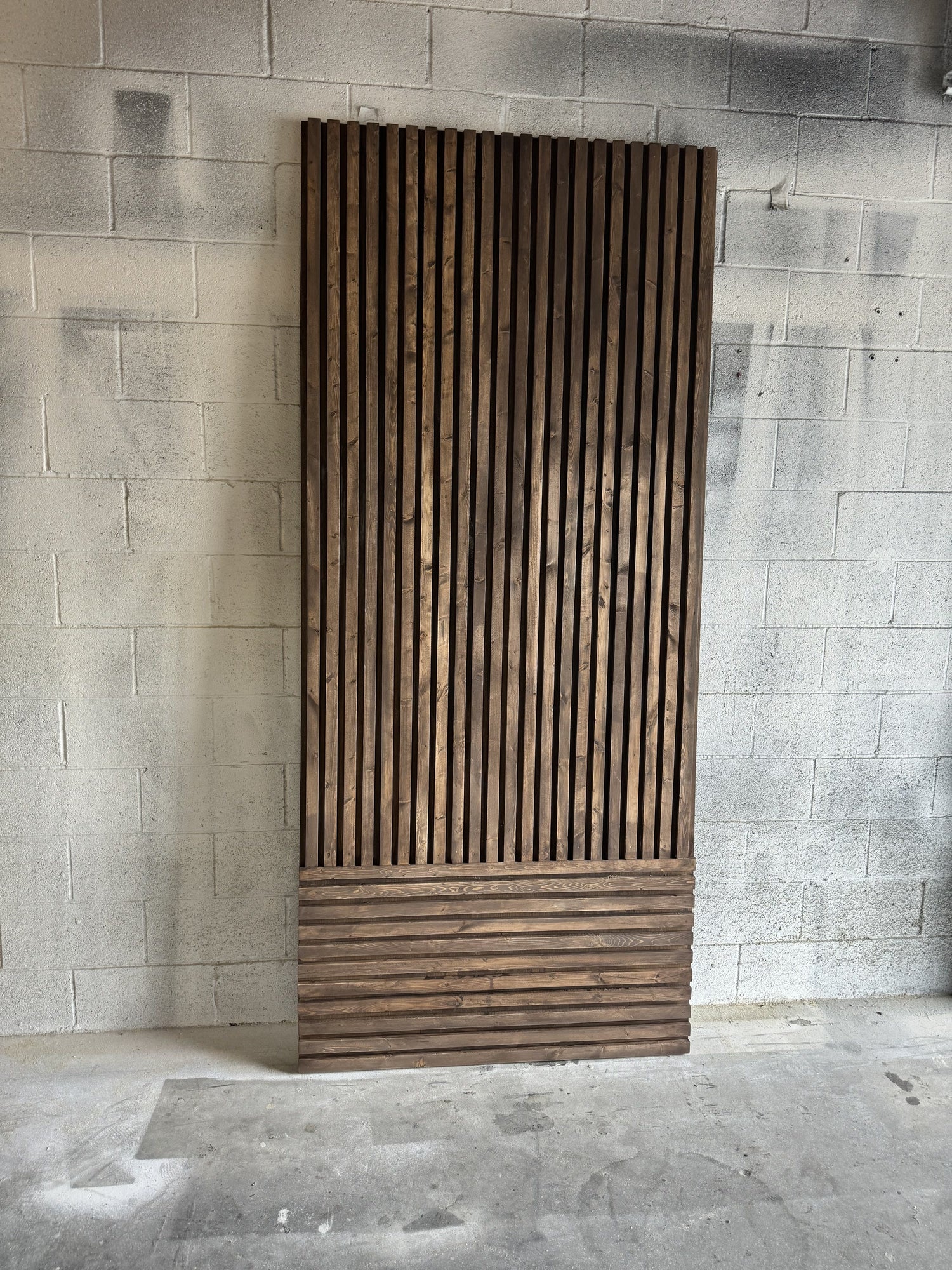 Vertical Slat Style Barn Door with Dark Wood Finish