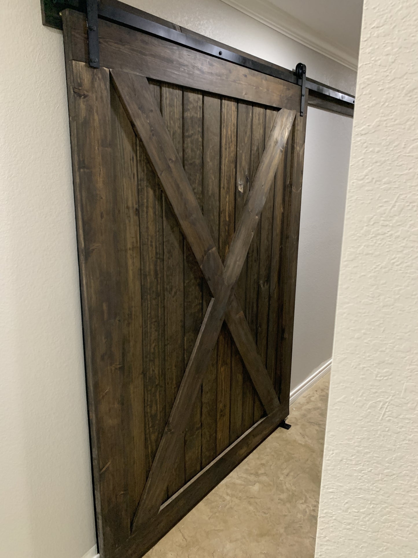 X-Brace Sliding Barn Door with Dark Finish