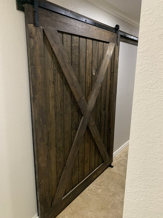 X-Brace Sliding Barn Door with Dark Finish