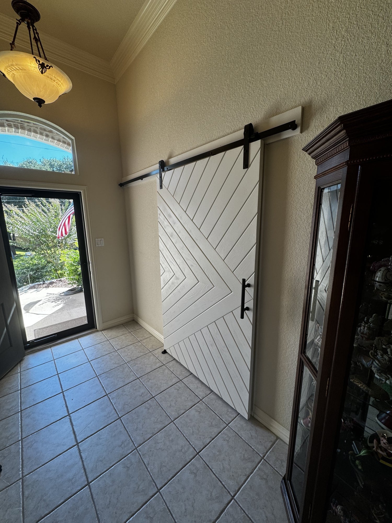 Chevron Pattern Barn Door with Slide Rail System