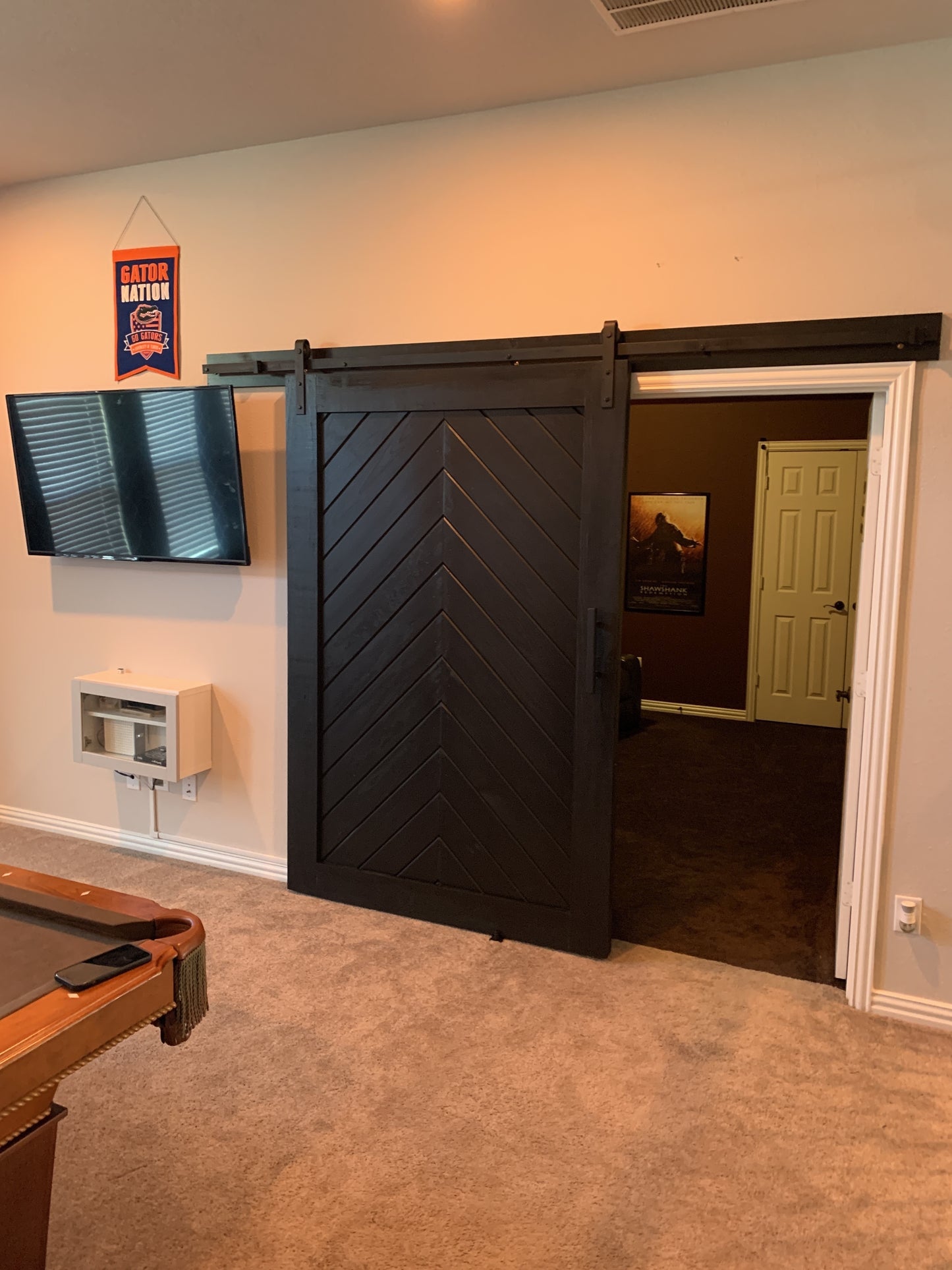 Chevron Barn Door with Black Finish