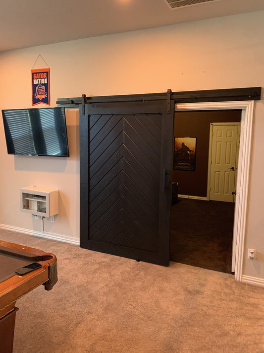 Chevron Barn Door with Black Finish