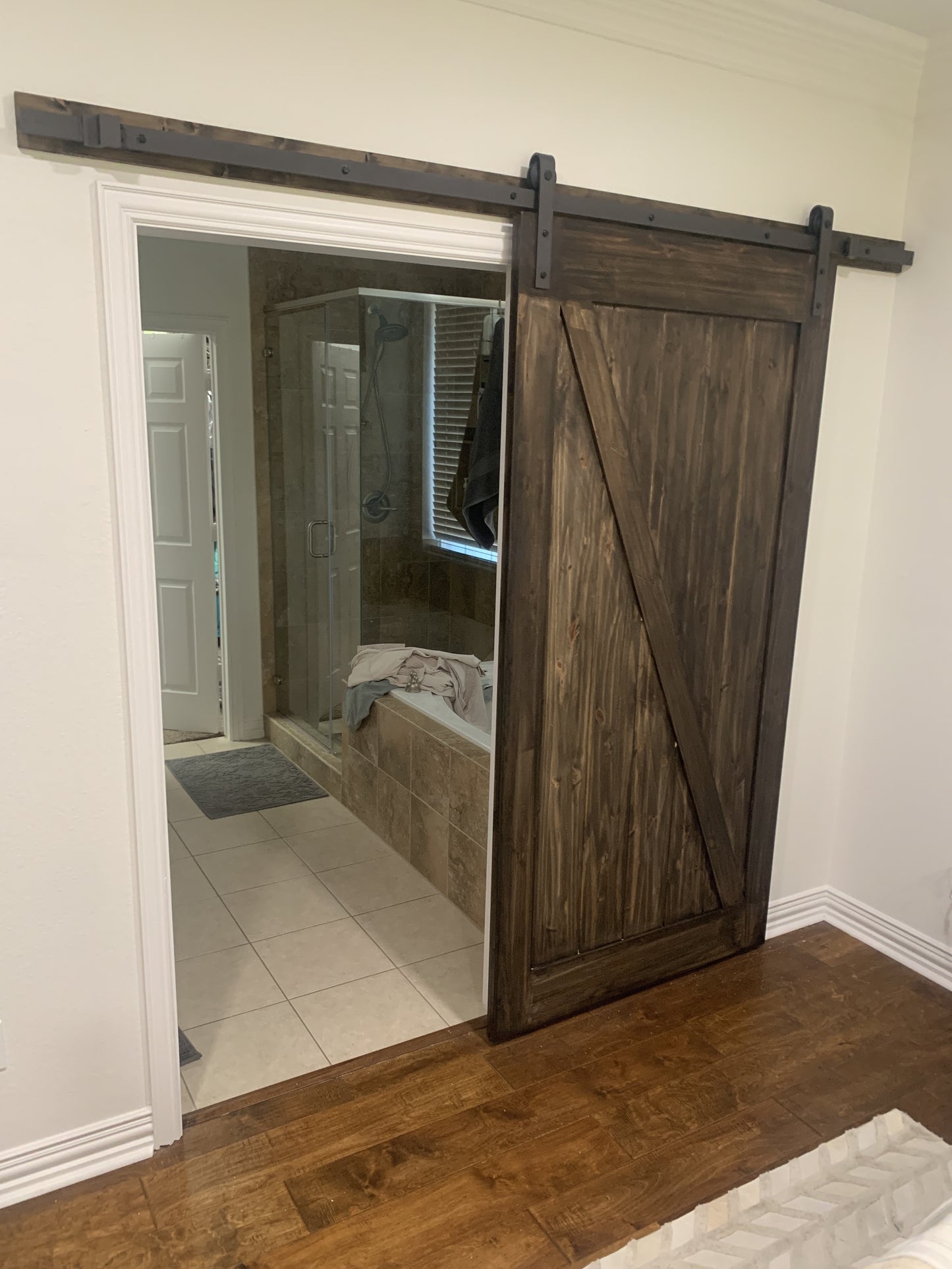 Rustic X-Brace Barn Door with Steel Hardware