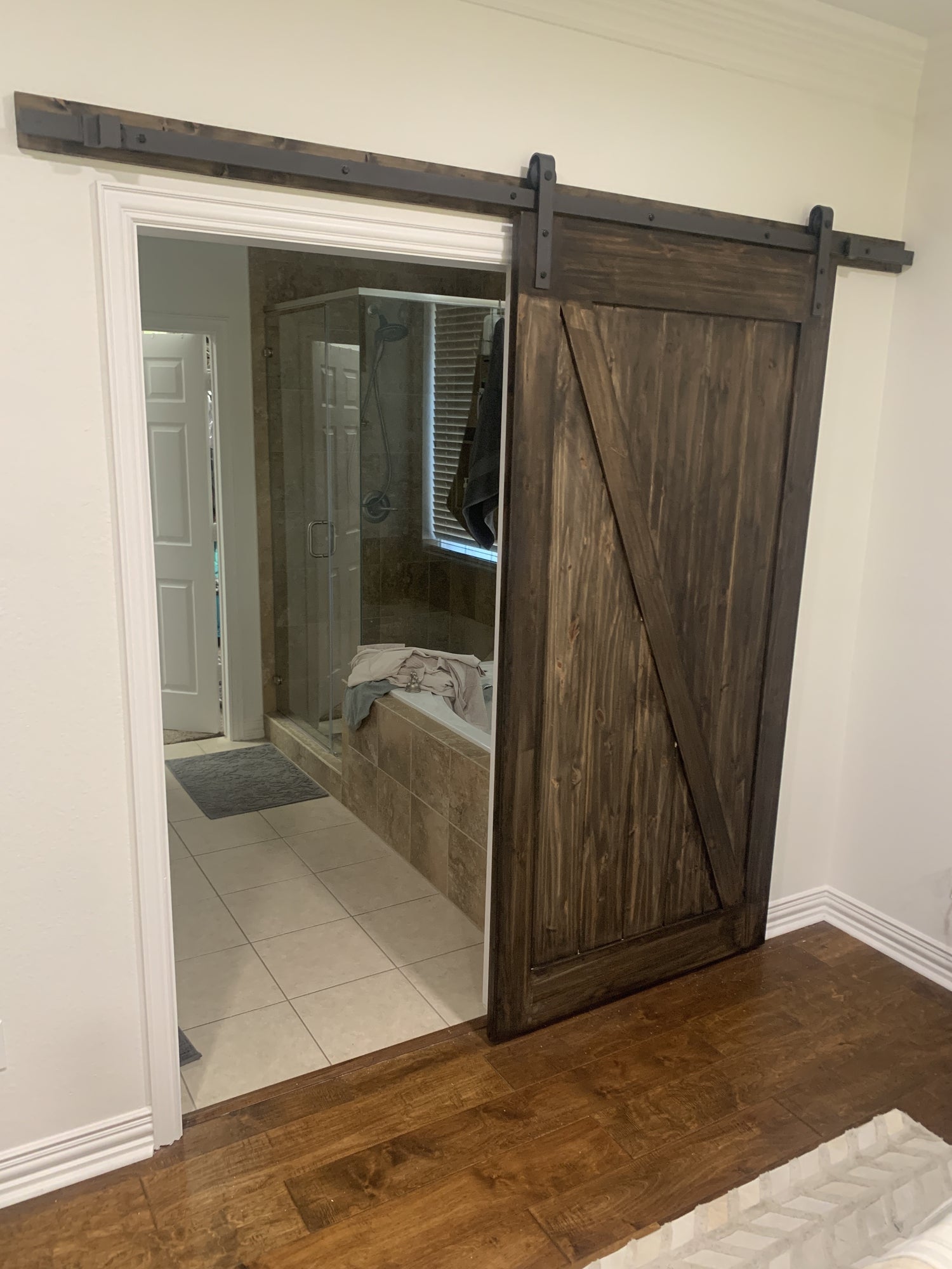 Rustic X-Brace Barn Door with Steel Hardware