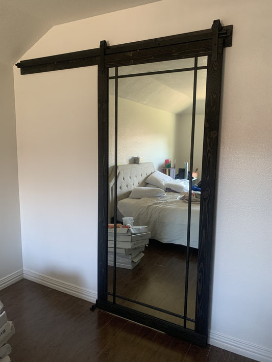 Modern Sliding Barn Door with Dark Wood Finish