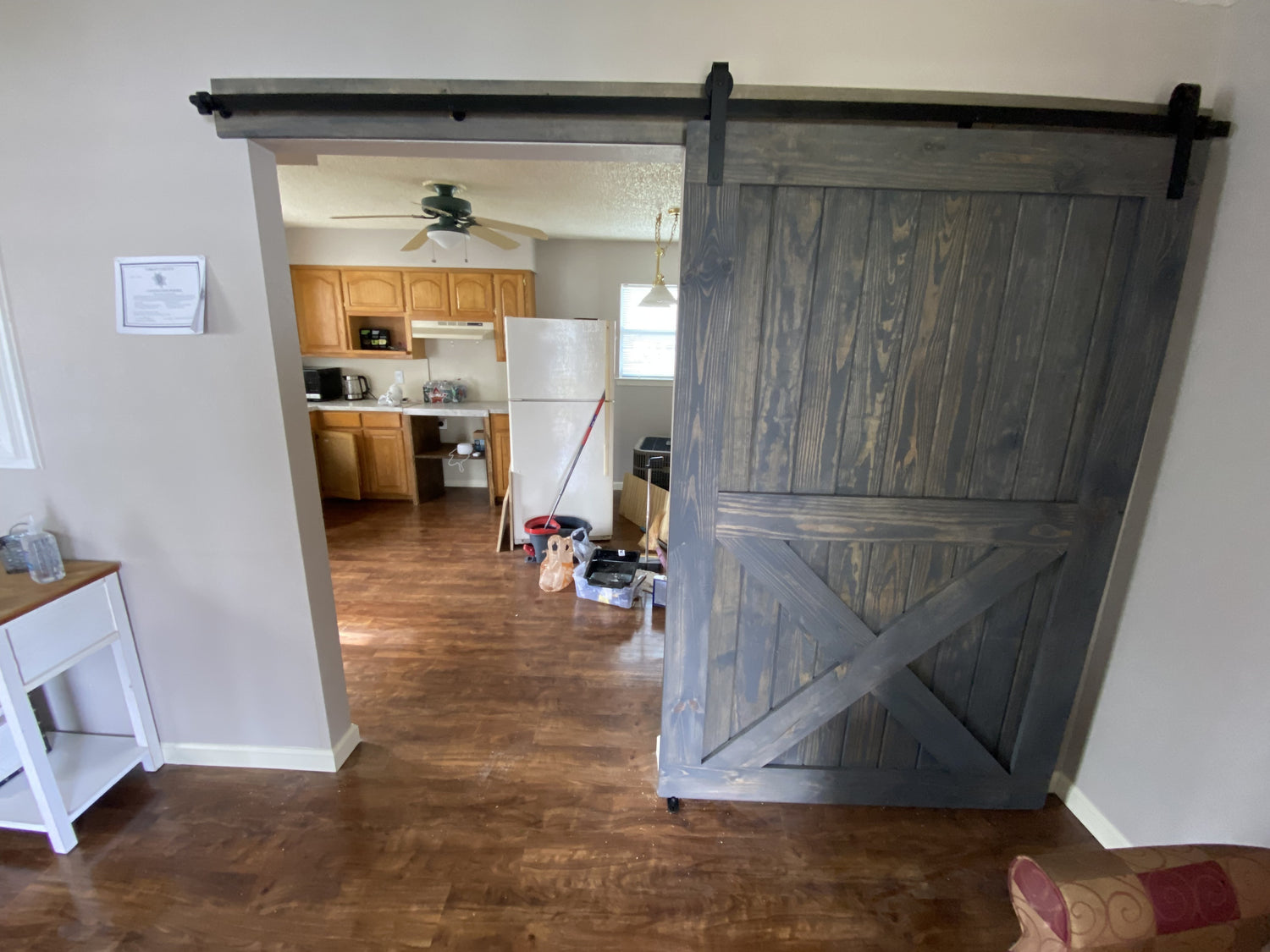 X-brace Rustic Sliding Barn Door with Dark Finish