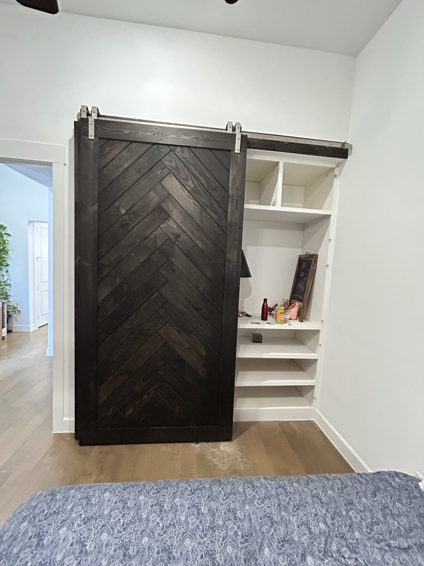 Chevron Pattern Barn Door with Sliding Hardware