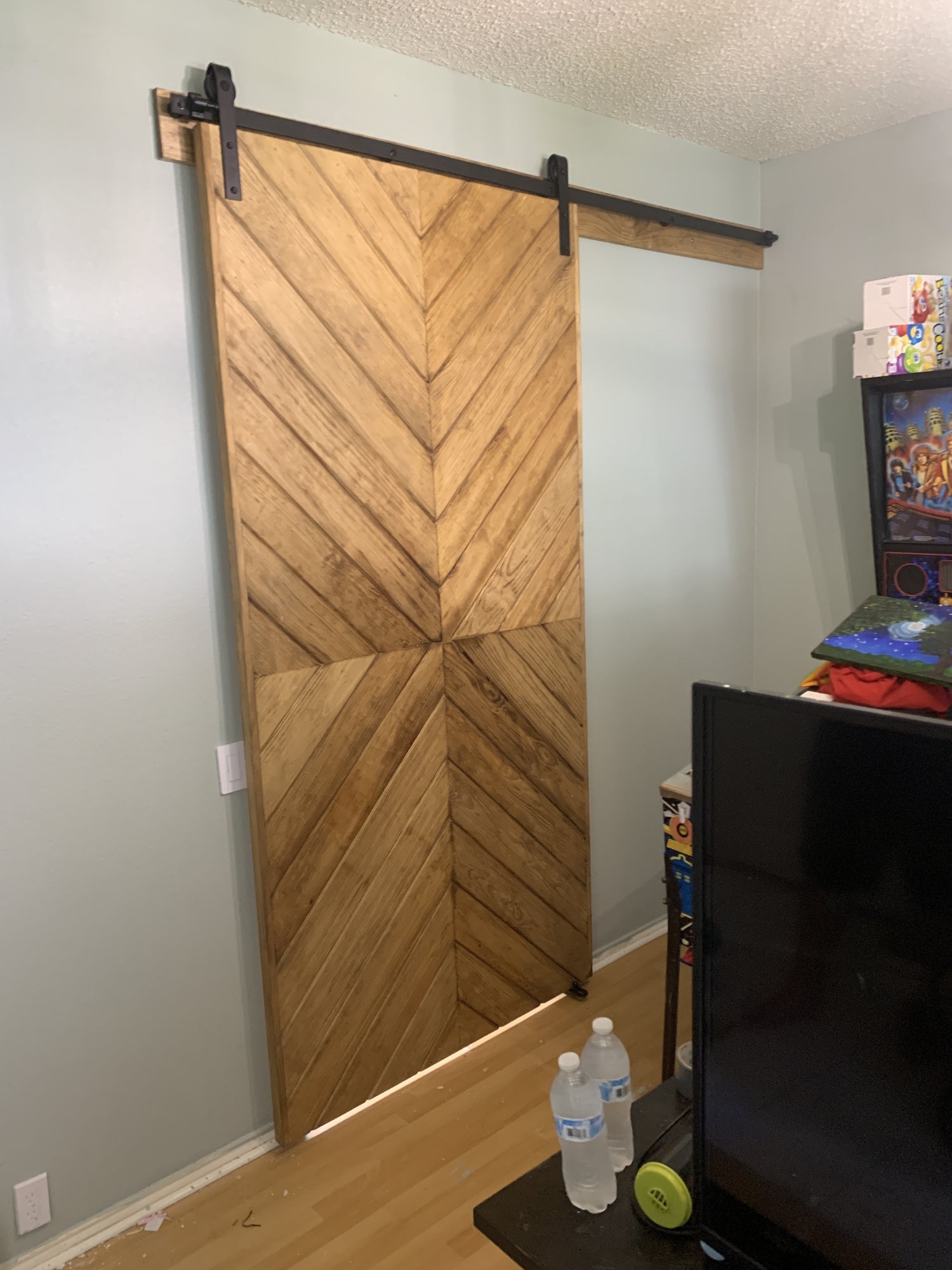 Chevron Pattern Barn Door with Sliding Hardware