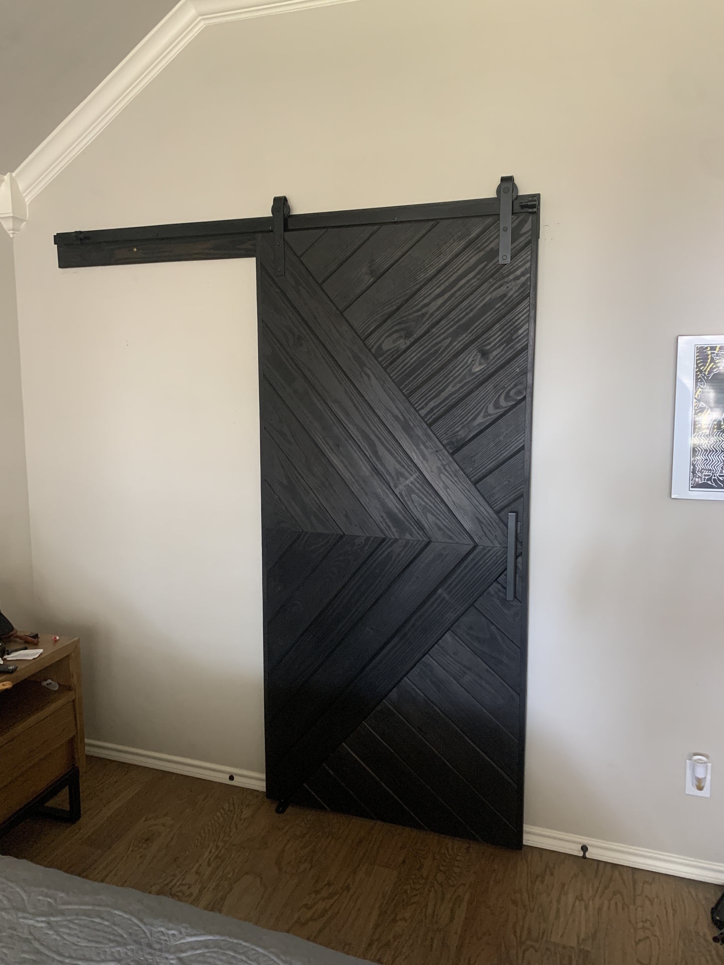 Geometric Barn Door with Chevron Design