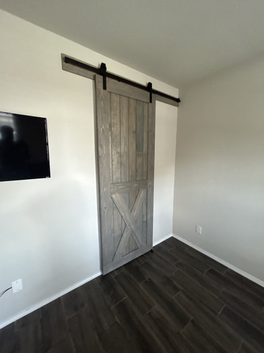 X-Brace Sliding Barn Door with Rustic Finish