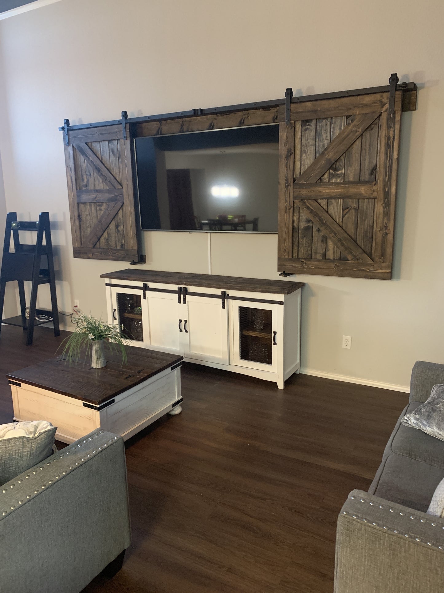 Rustic X-Brace Barn Door System with Sliding Track