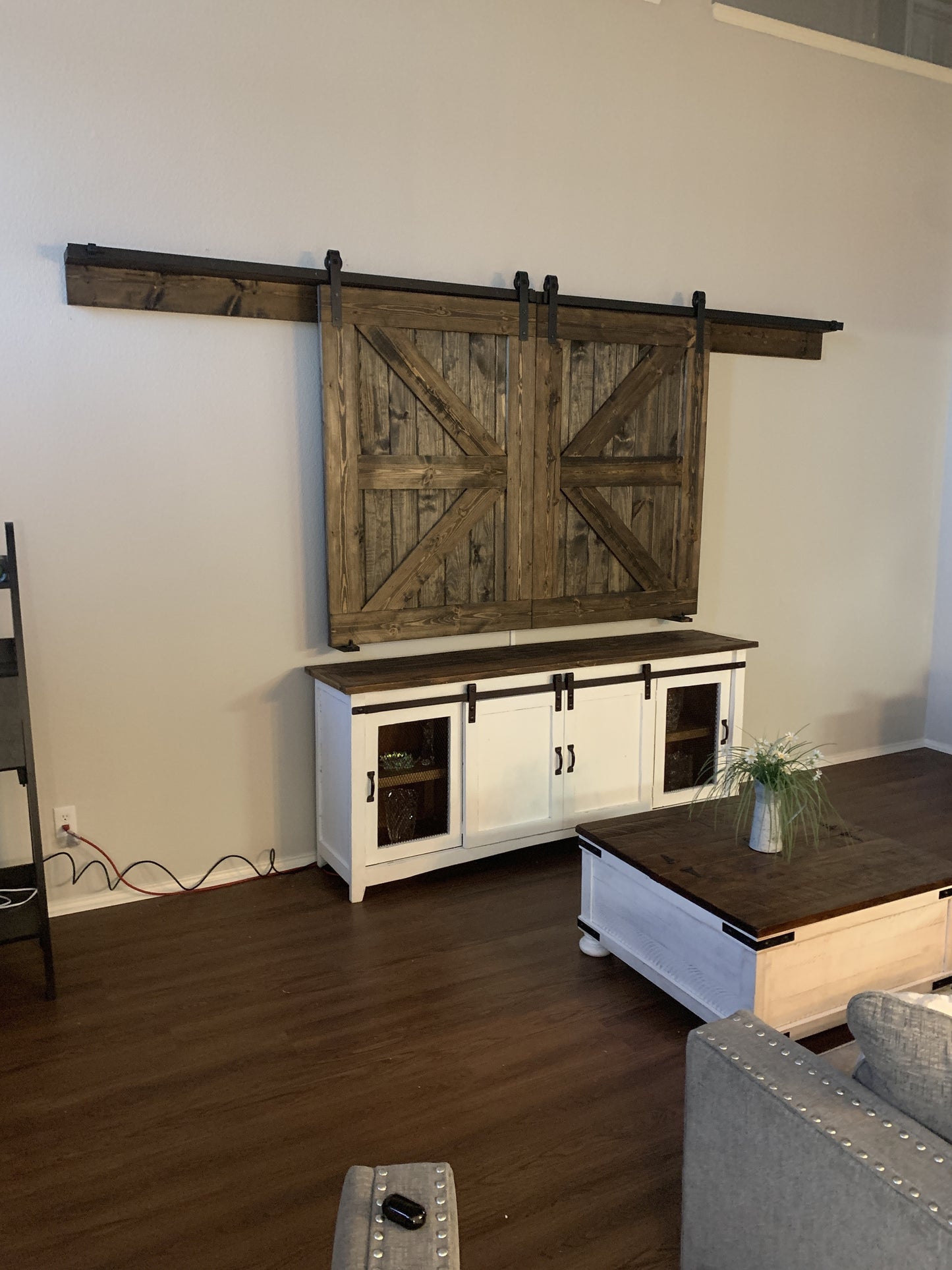 X-Brace Sliding Barn Door with Rustic Finish