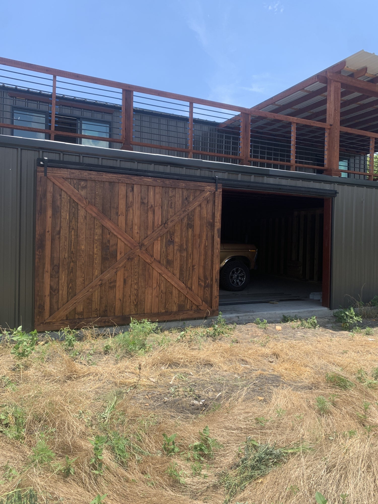 X-Brace Barn Door with Rustic Wood Finish