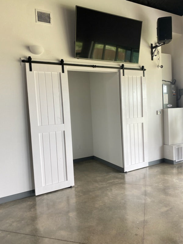 Flat Board Barn Door System with Sliding Track