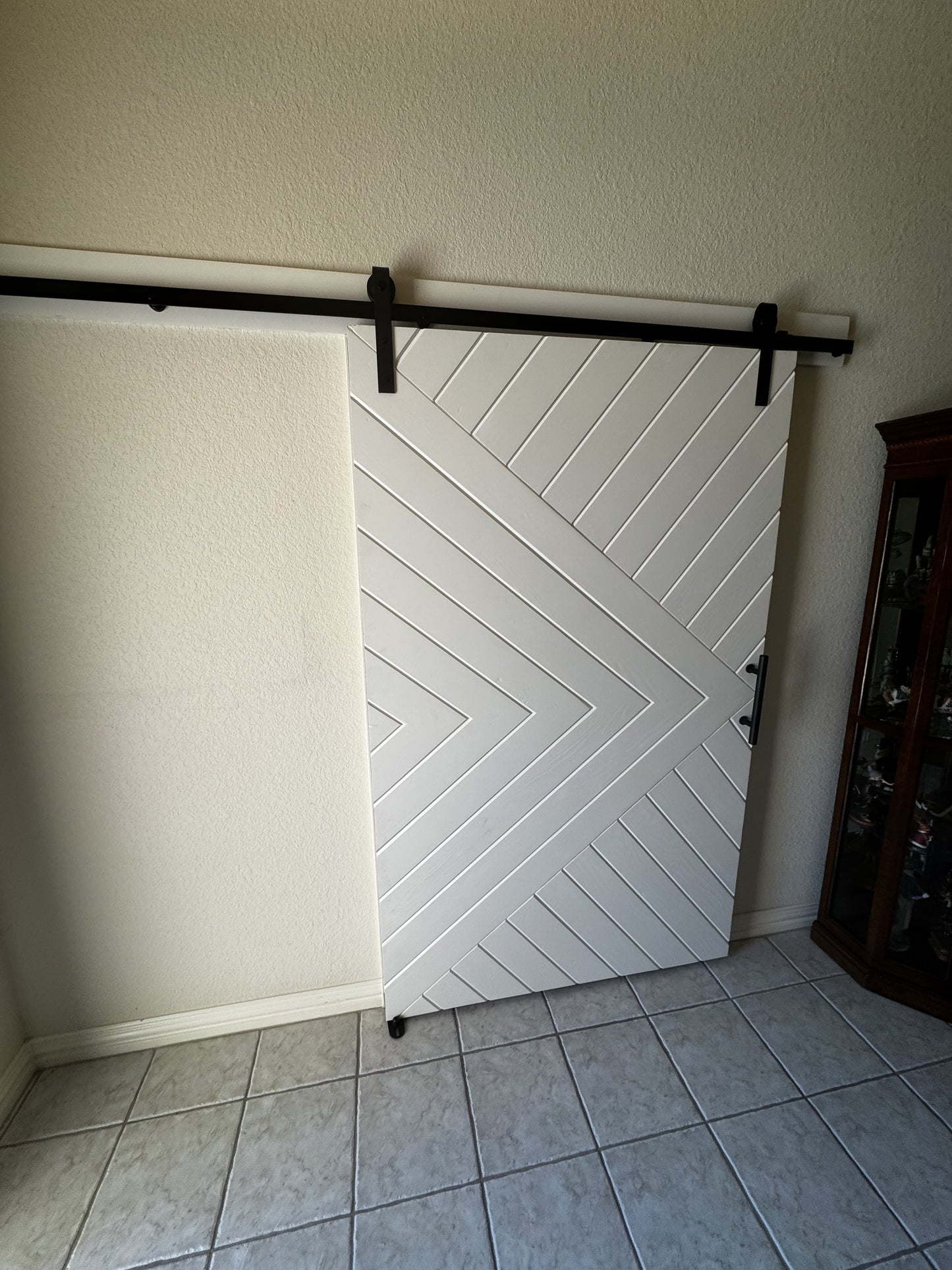 Chevron Barn Door with Black Hardware