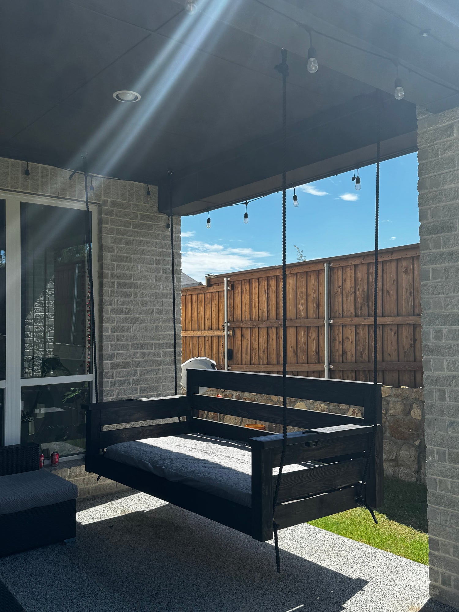 Twin Size Horizontal Slat Porch Swing