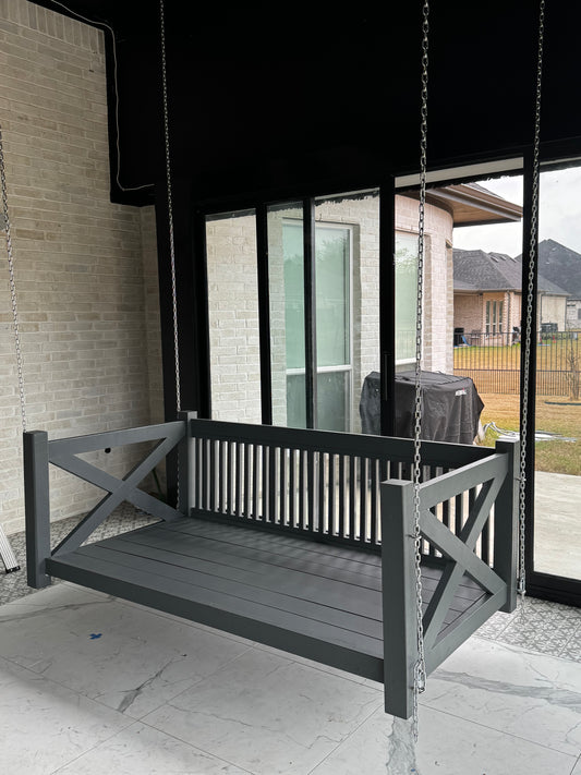 Twin Size X-brace Porch Swing with Chains