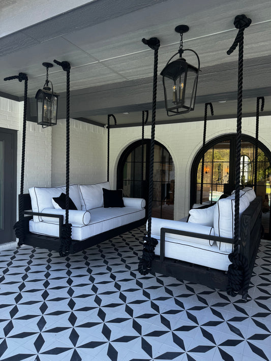 Twin Size Porch Swing with Black Rope