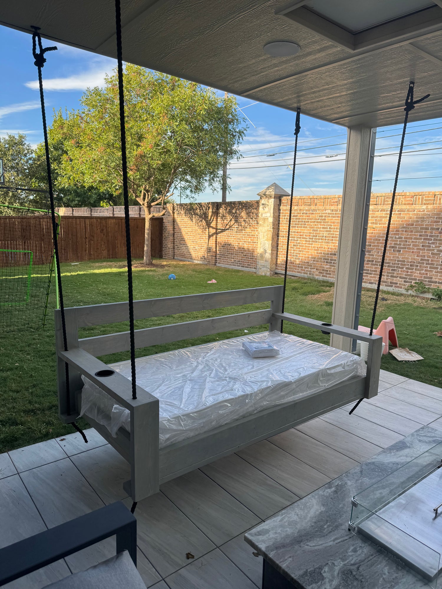 Twin Size Porch Swing with Cup Holders