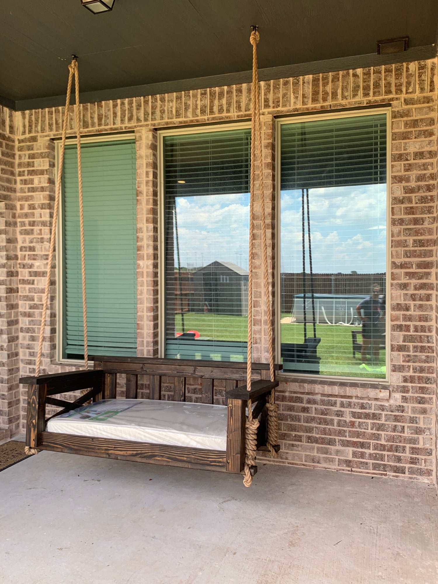 Crib Size Porch Swing with Rustic Rope