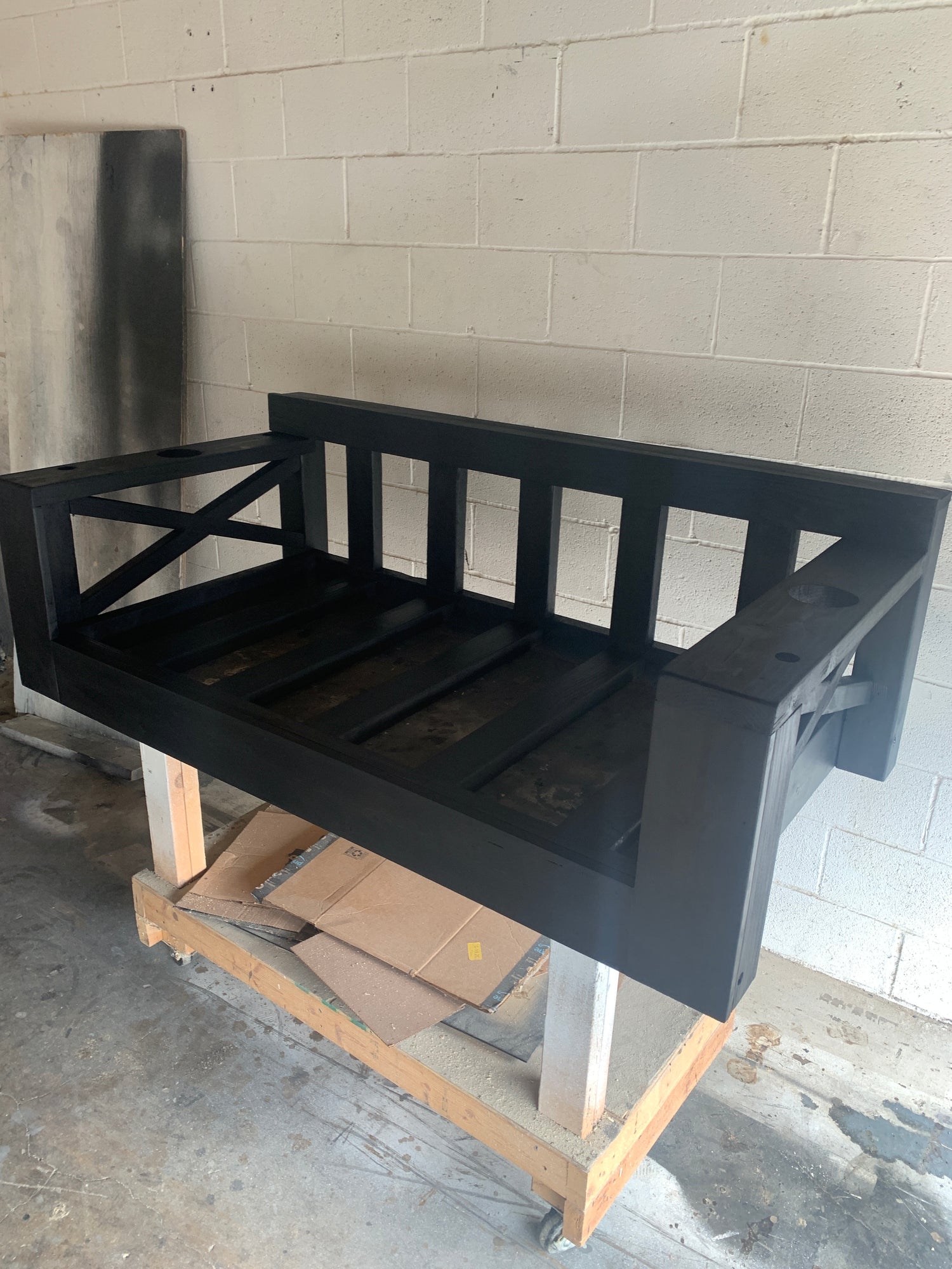 Black X-brace Porch Swing with Cup Holders