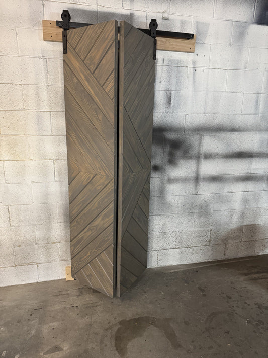 Chevron Pattern Barn Door with Metal Hardware