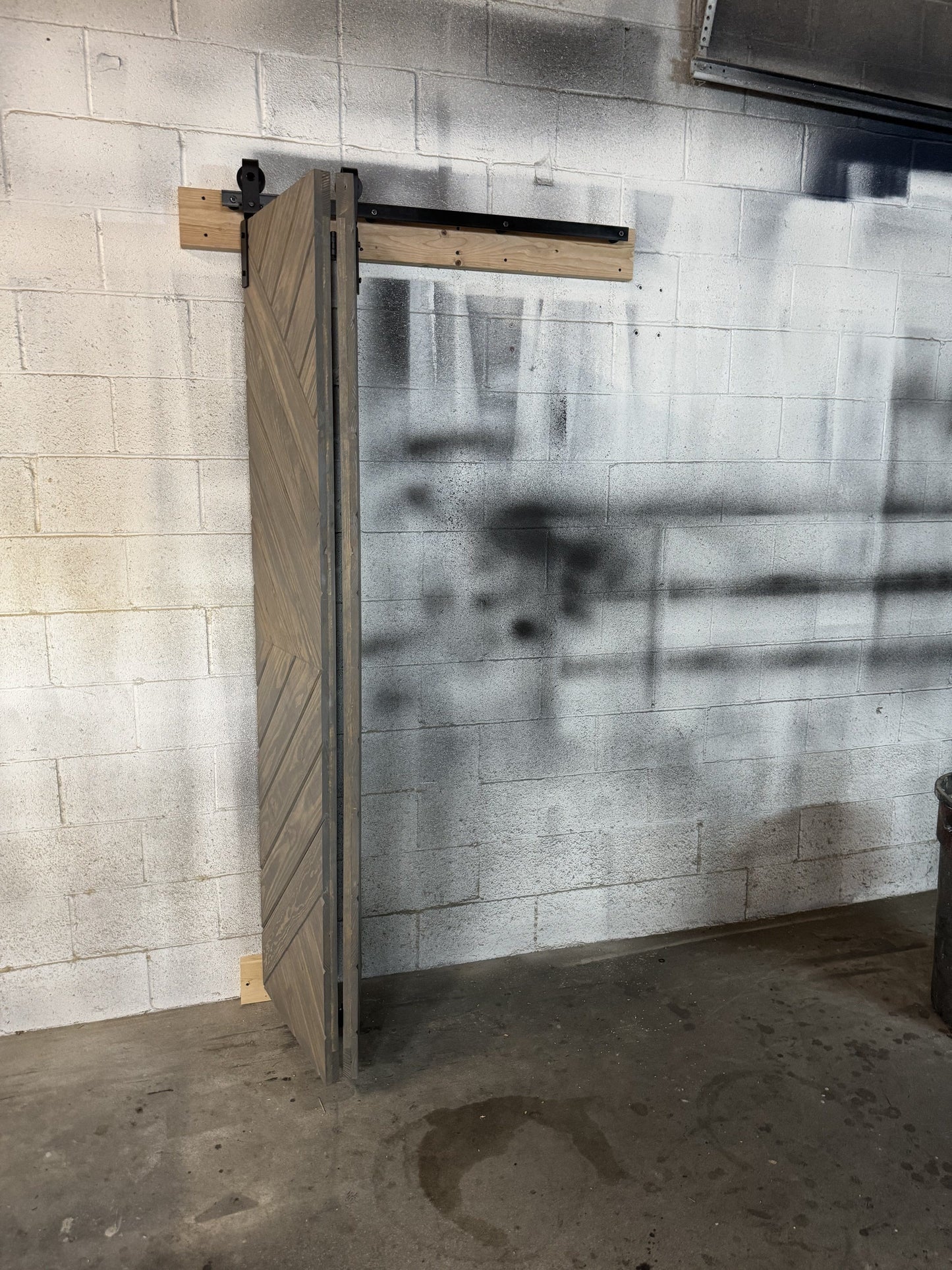 Chevron Pattern Barn Door with Track Hardware