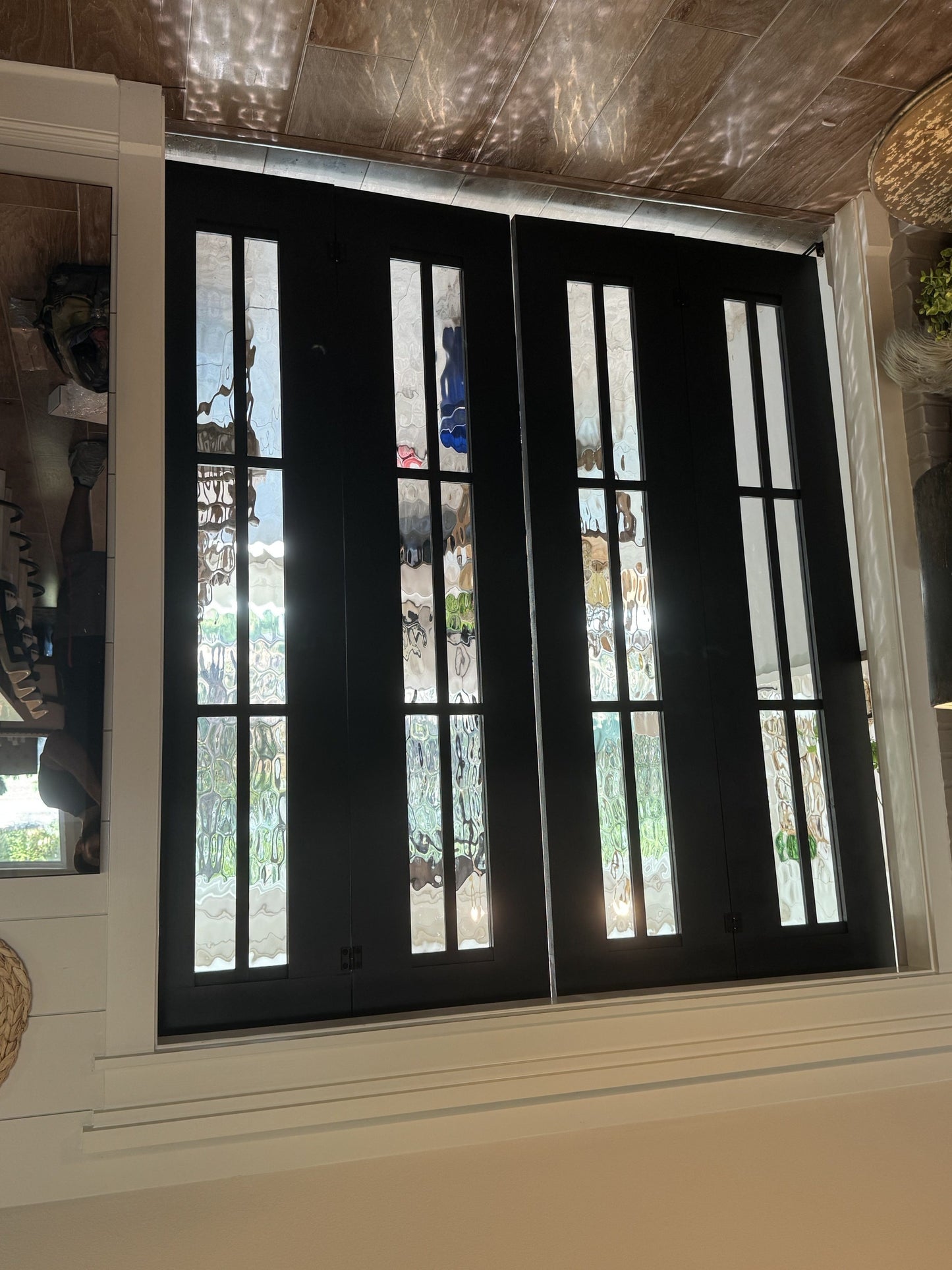Contemporary Black Glass Panel Double Door