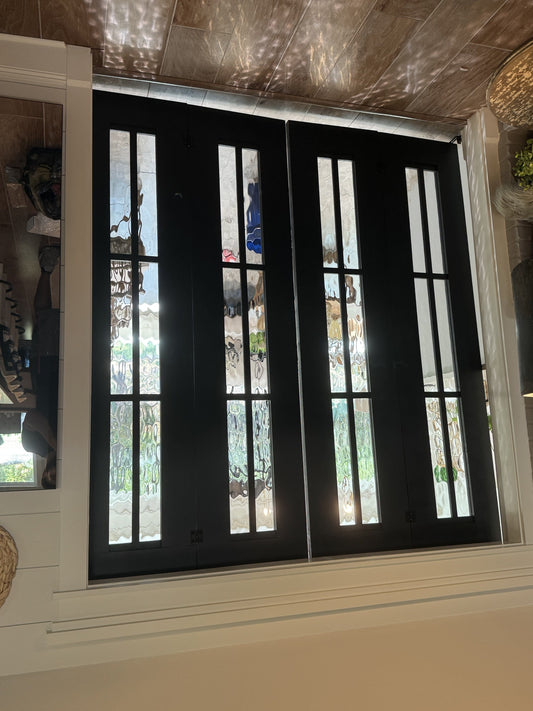 Contemporary Black Glass Panel Double Door