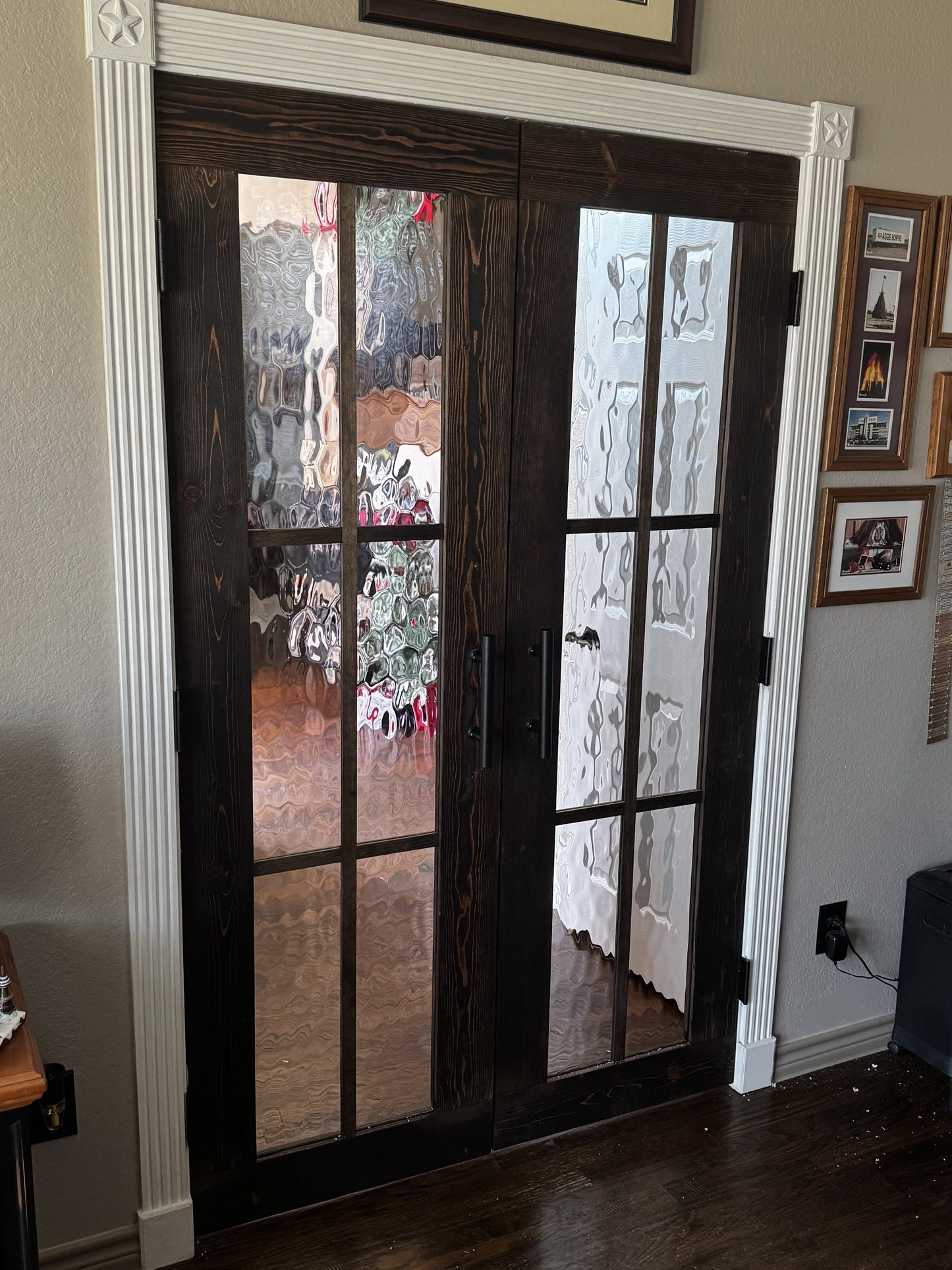 Clear Paneled Barn Door with Textured Glass