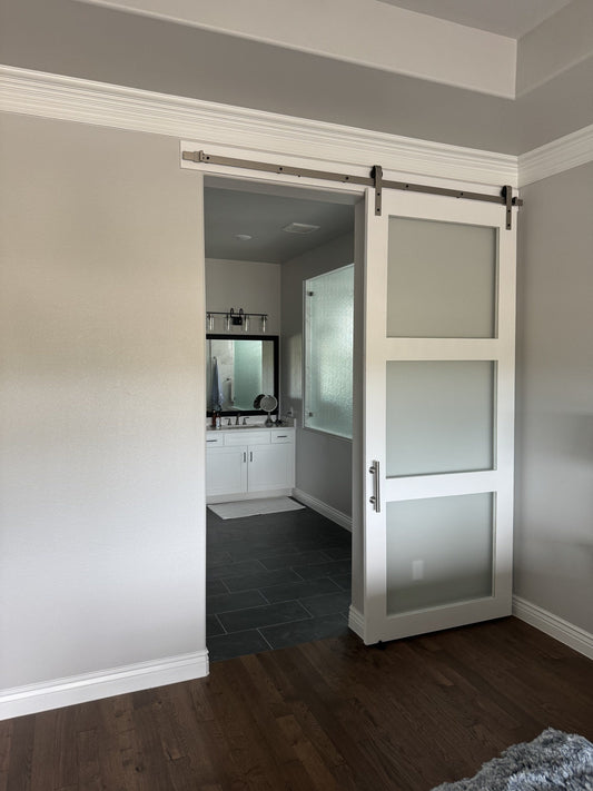 Flat Panel Barn Door with Frosted Glass