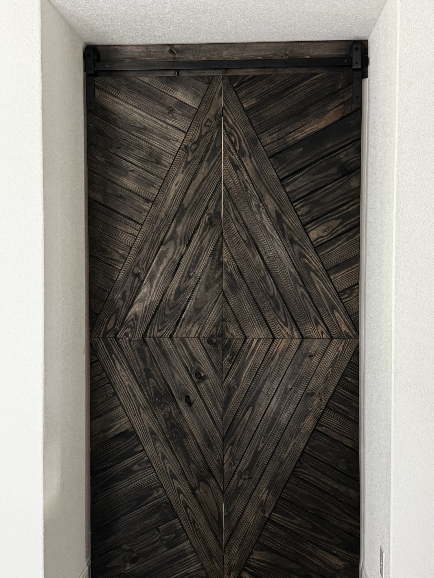 Herringbone Barn Door with Metal Frame