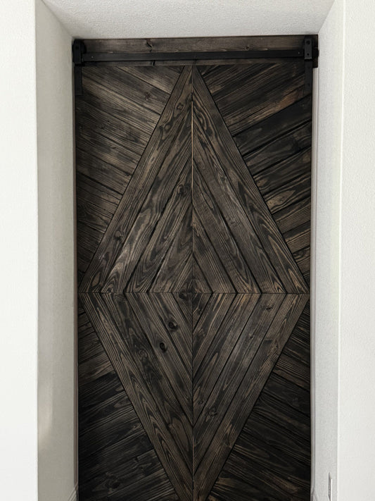 Herringbone Barn Door with Metal Frame