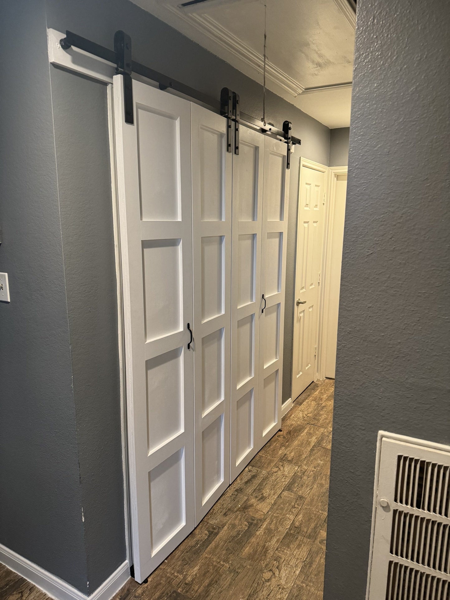 Modern Panel Barn Door with Black Hardware
