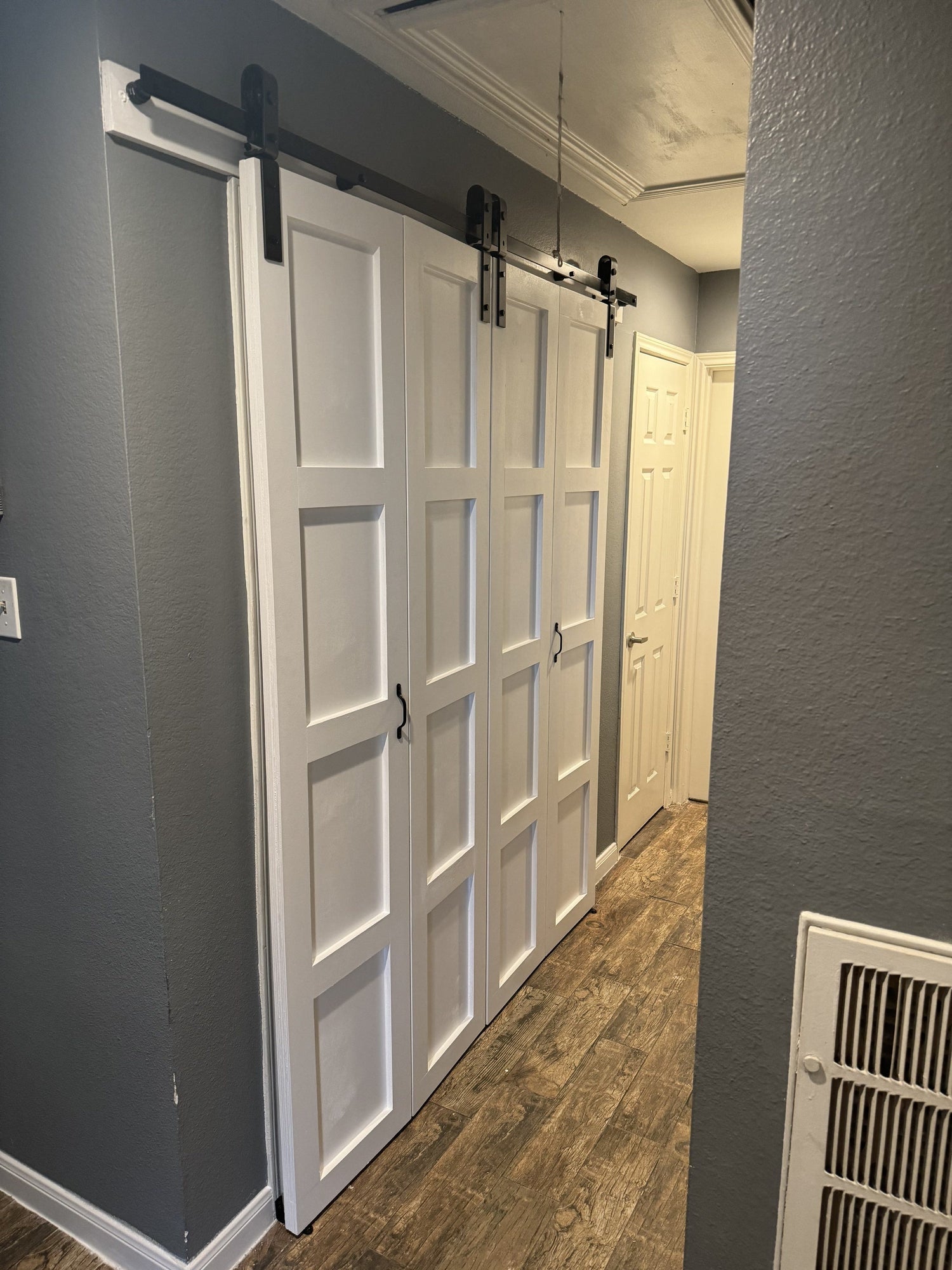 Modern Panel Barn Door with Black Hardware