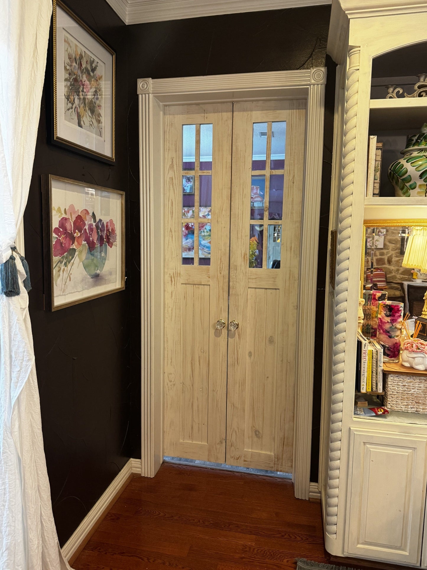 Rustic Double Barn Door with Glass Panels