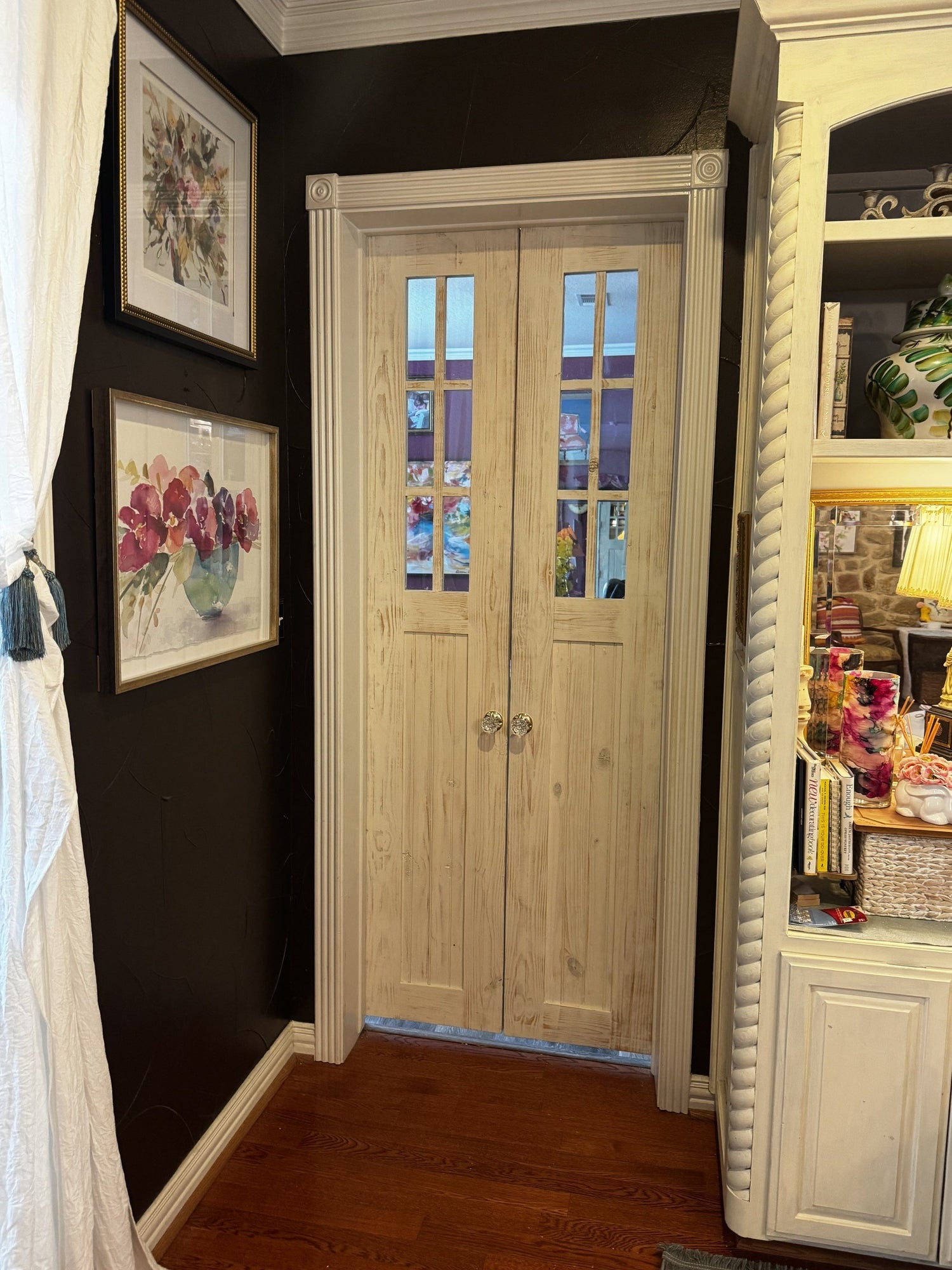 Rustic Double Barn Door with Glass Panels