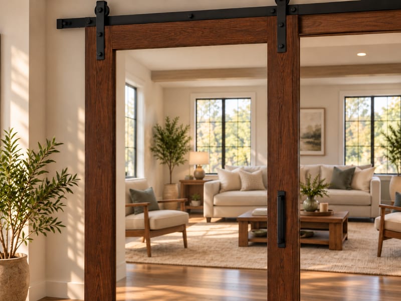 Concept rendering of the same door with the smart glass in its clear state